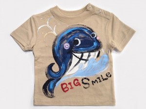 くじら　BIGSMAILE　クジラ　手描き　お名前入り　出産祝い　男の子　世界で一枚　人気