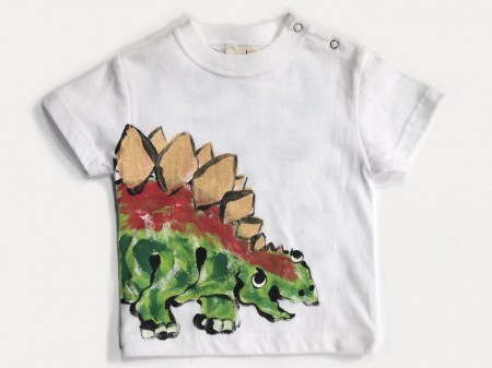 ステゴザウルスの手描きTシャツ