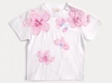 桜ブーケの手描きTシャツ